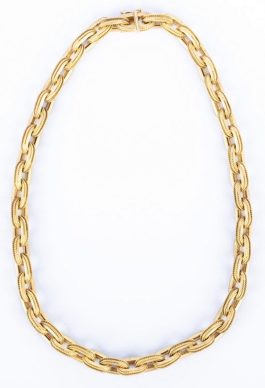 Lot 183: Italian 14K Satin Link Necklace, 58 grams