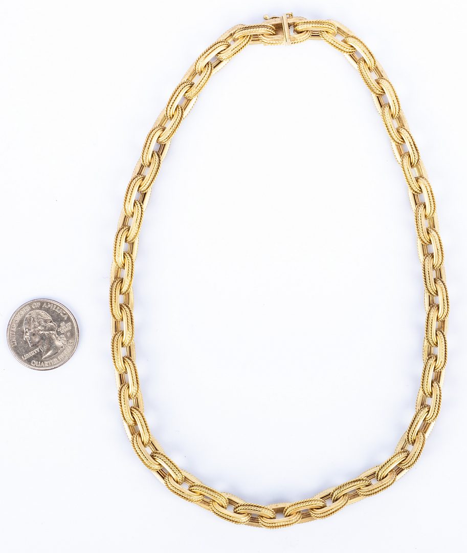 Lot 183: Italian 14K Satin Link Necklace, 58 grams