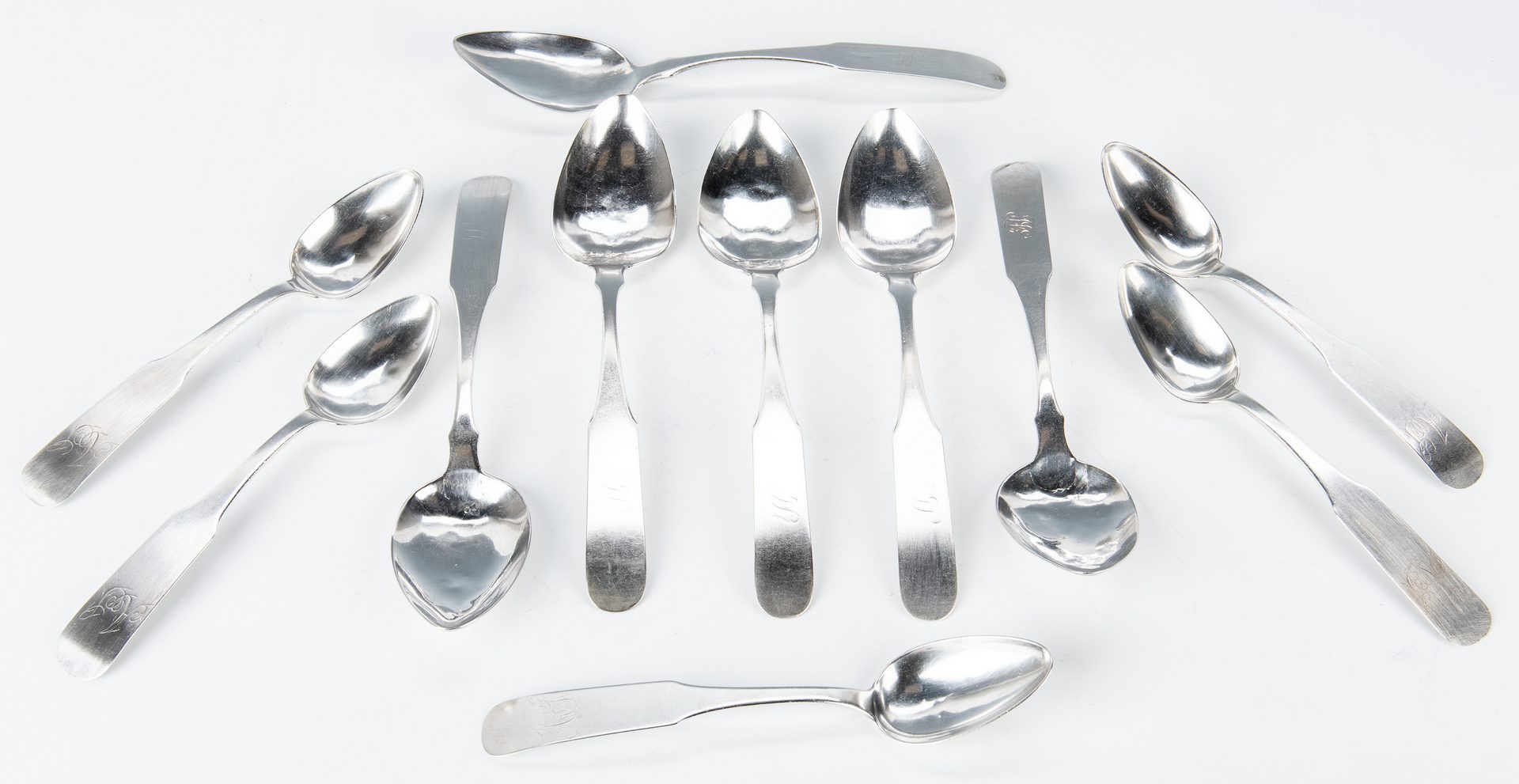 Lot 188: 11 TN Coin Silver Spoons, Samuel Bell and Atkinson & Boyce