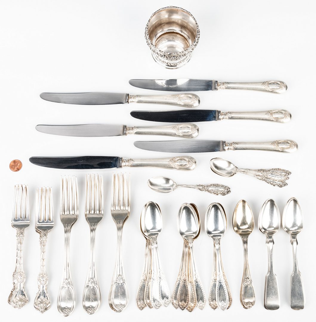 Lot 190: 47 pcs. Sterling, Coin Silver Flatware & more