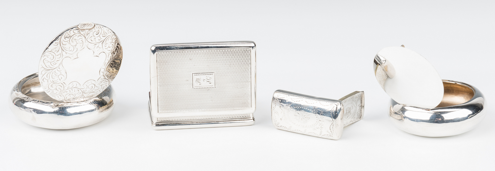 Lot 196: 4 English & Irish Sterling Silver Snuff Boxes | Case Auctions