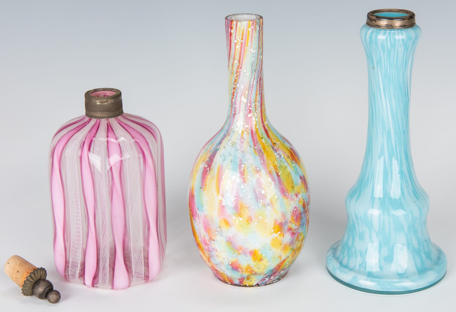 Lot 221: Collection of 15 Art Glass Barber Bottles