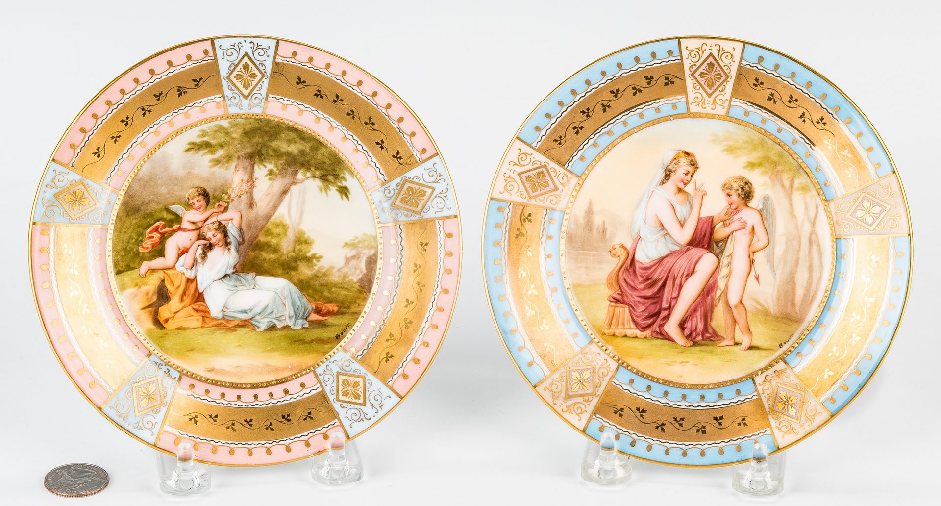 Lot 227: Pr. Royal Vienna Cabinet Plates, signed Bauer