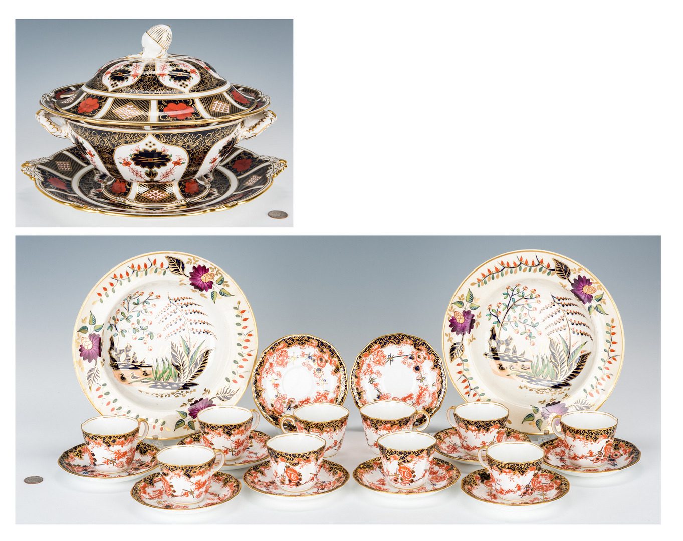 Lot 237: 13 Pcs. Royal Crown Derby Porcelain, incl. Tureen