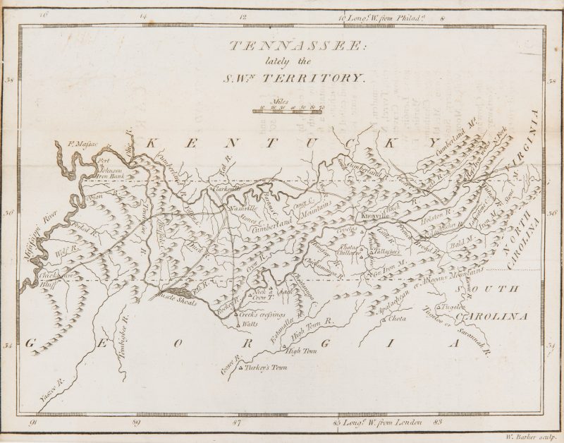 Lot 248: Carey 1796 Map of "Tennassee"