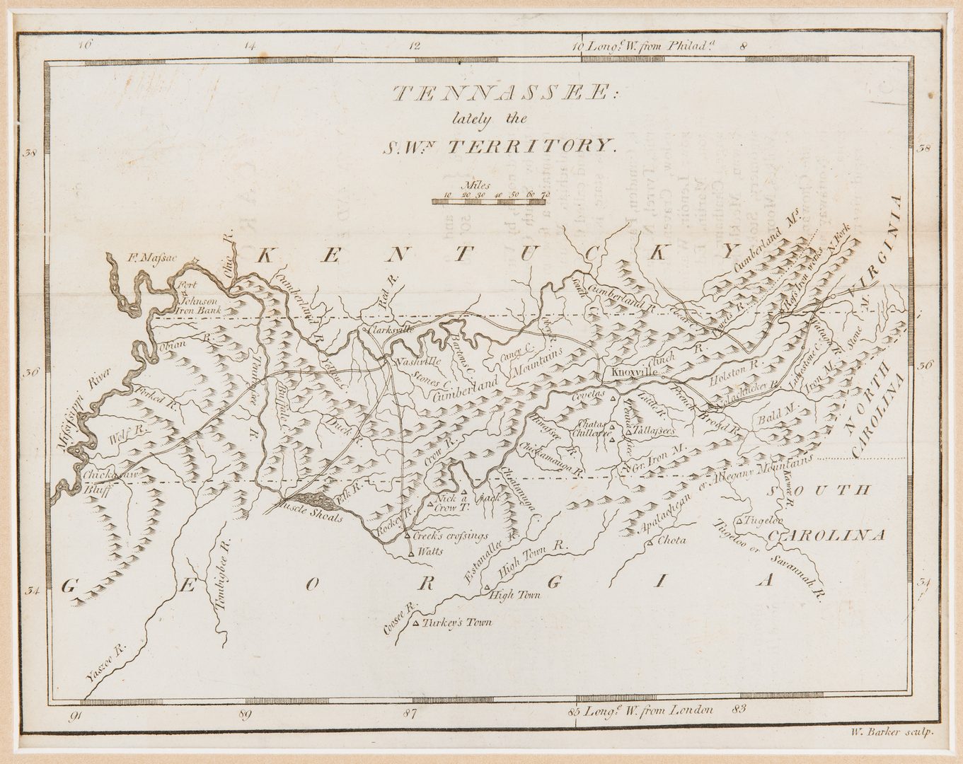 Lot 248: Carey 1796 Map of "Tennassee"