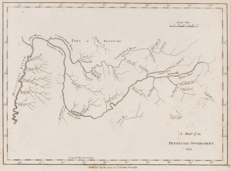 Lot 249: Rare and Early Map of TN, 1794 Morse
