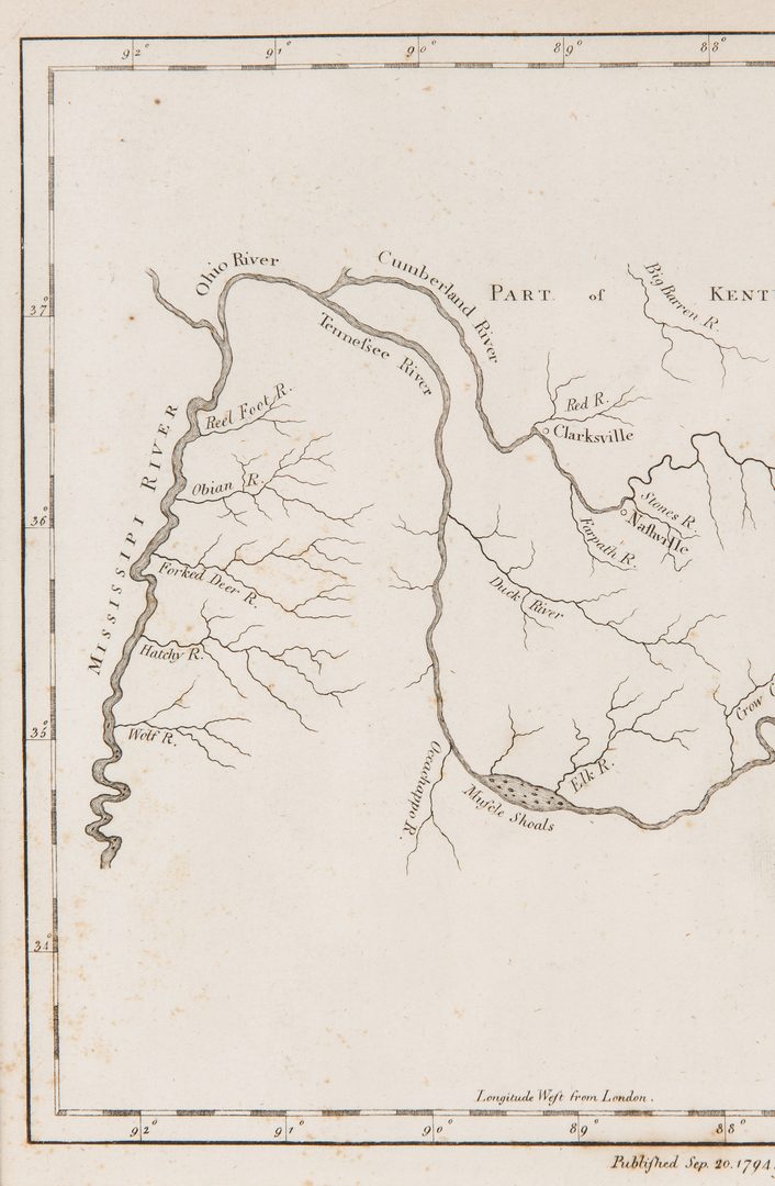 Lot 249: Rare and Early Map of TN, 1794 Morse