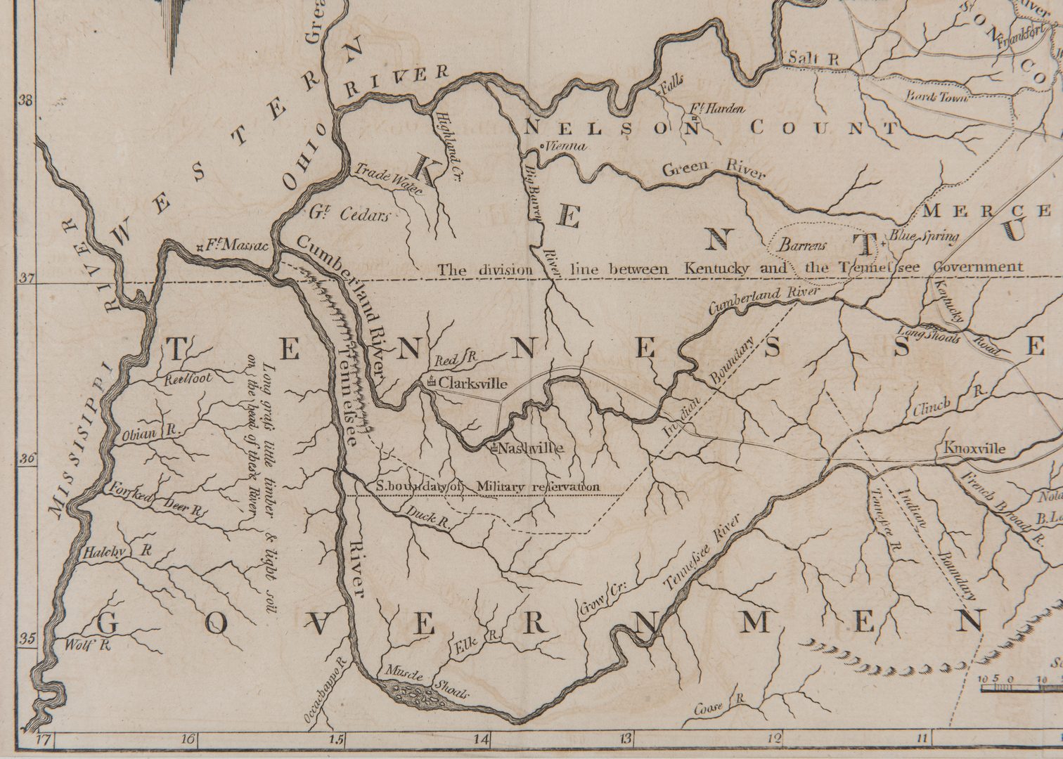 Lot 251: Kentucky and Tennessee Map, 1796 Harris