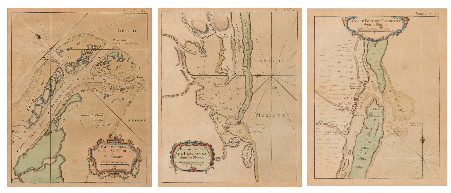 Lot 253: 3 Bellin Maps, incl. Louisiana, Florida, 1760s