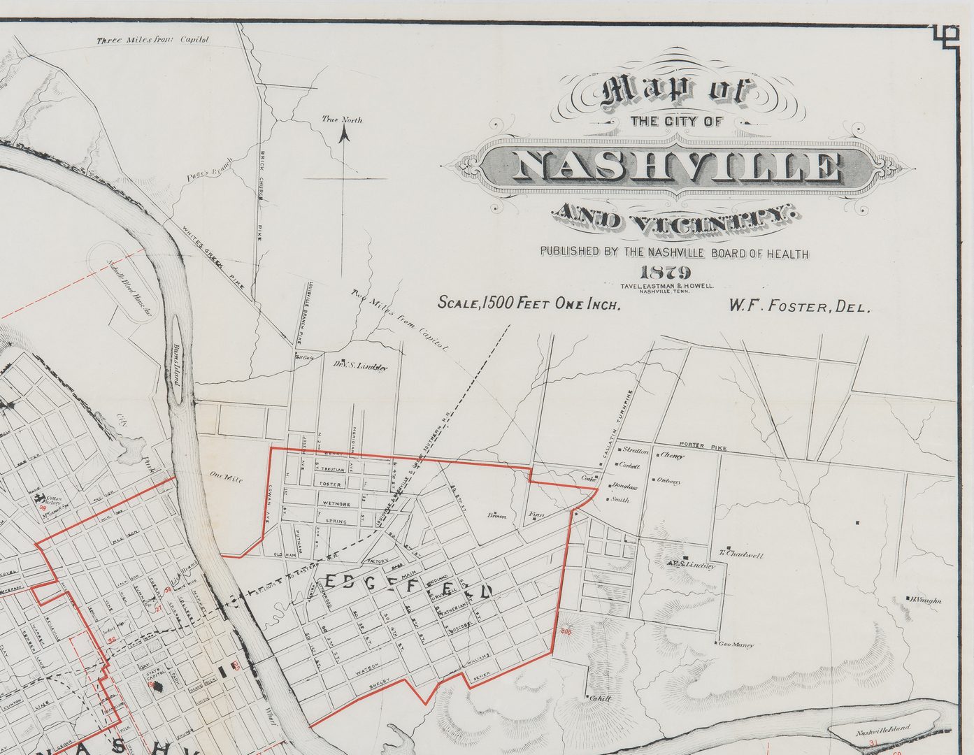 Lot 256: Nashville & Vicinity Map, 1879, Foster