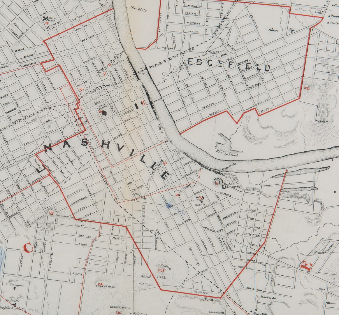 Lot 256: Nashville & Vicinity Map, 1879, Foster