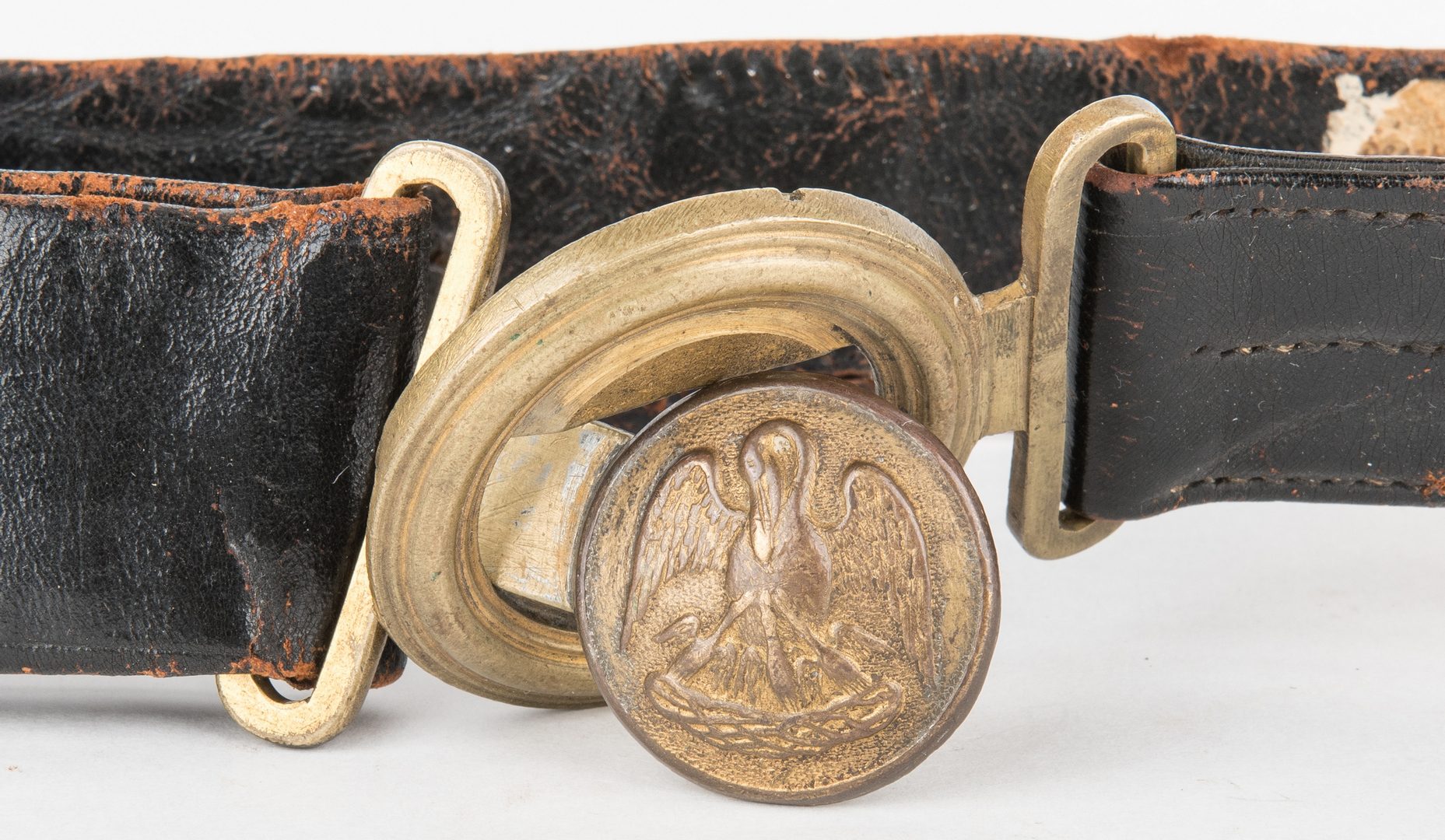 Lot 269: Confederate LA Officer's Sword Belt with Plate on Leather