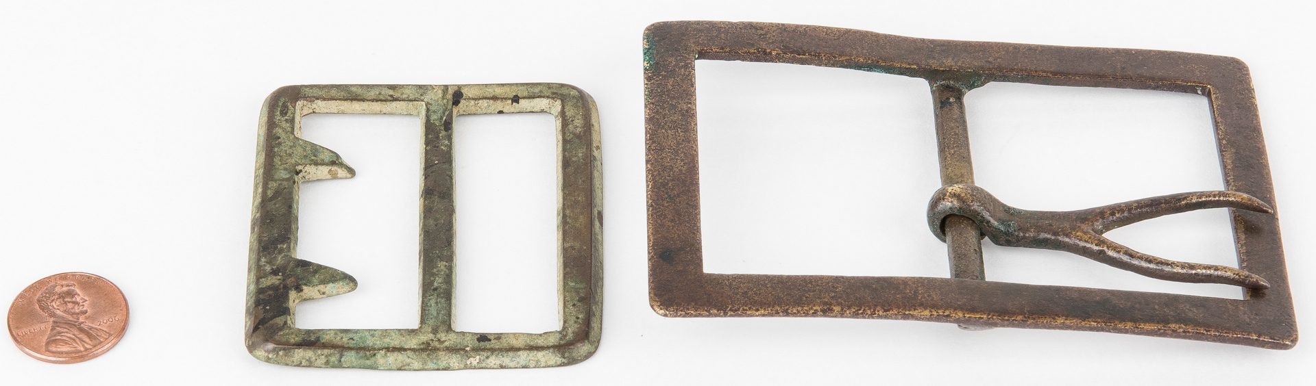 Lot 273: 2 Confederate Frame Buckles, incl. Forked Tongue, Beveled Edge