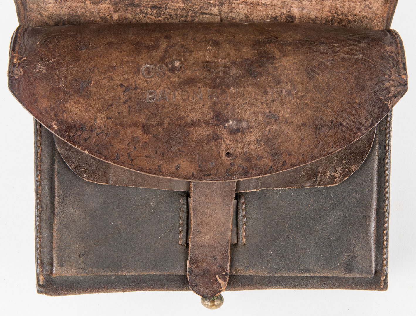 Lot 277: Confederate Baton Rouge, LA Arsenal Model 1855 Leather Cartridge Box