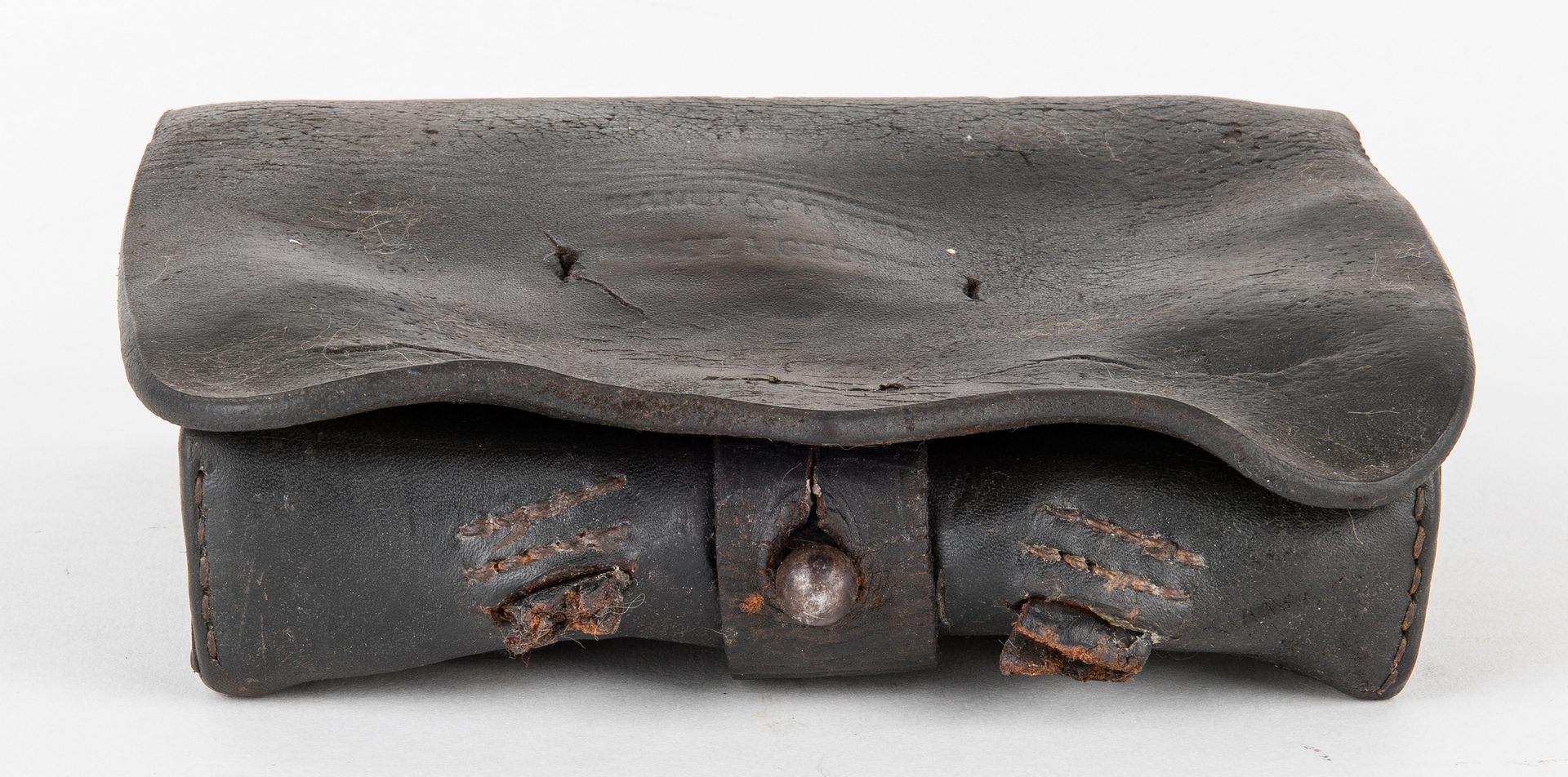 Lot 278: Confederate Magee & George Leather Cartridge Box with Sling