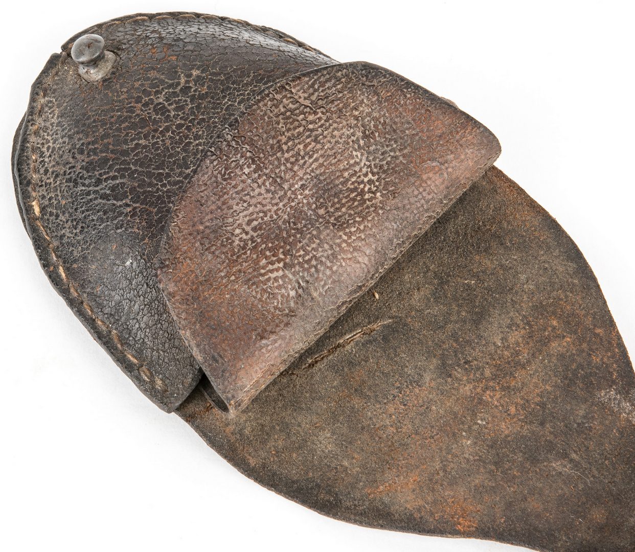 Lot 287: Confederate Macon, GA Arsenal "Mule Foot" Leather Cap Box