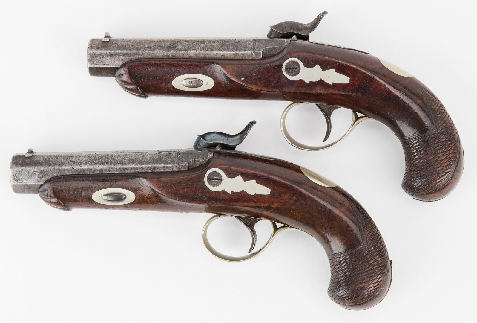 Lot 304: Cased pair of Memphis Made Schneider & Company Percussion Derringers, .45 cal