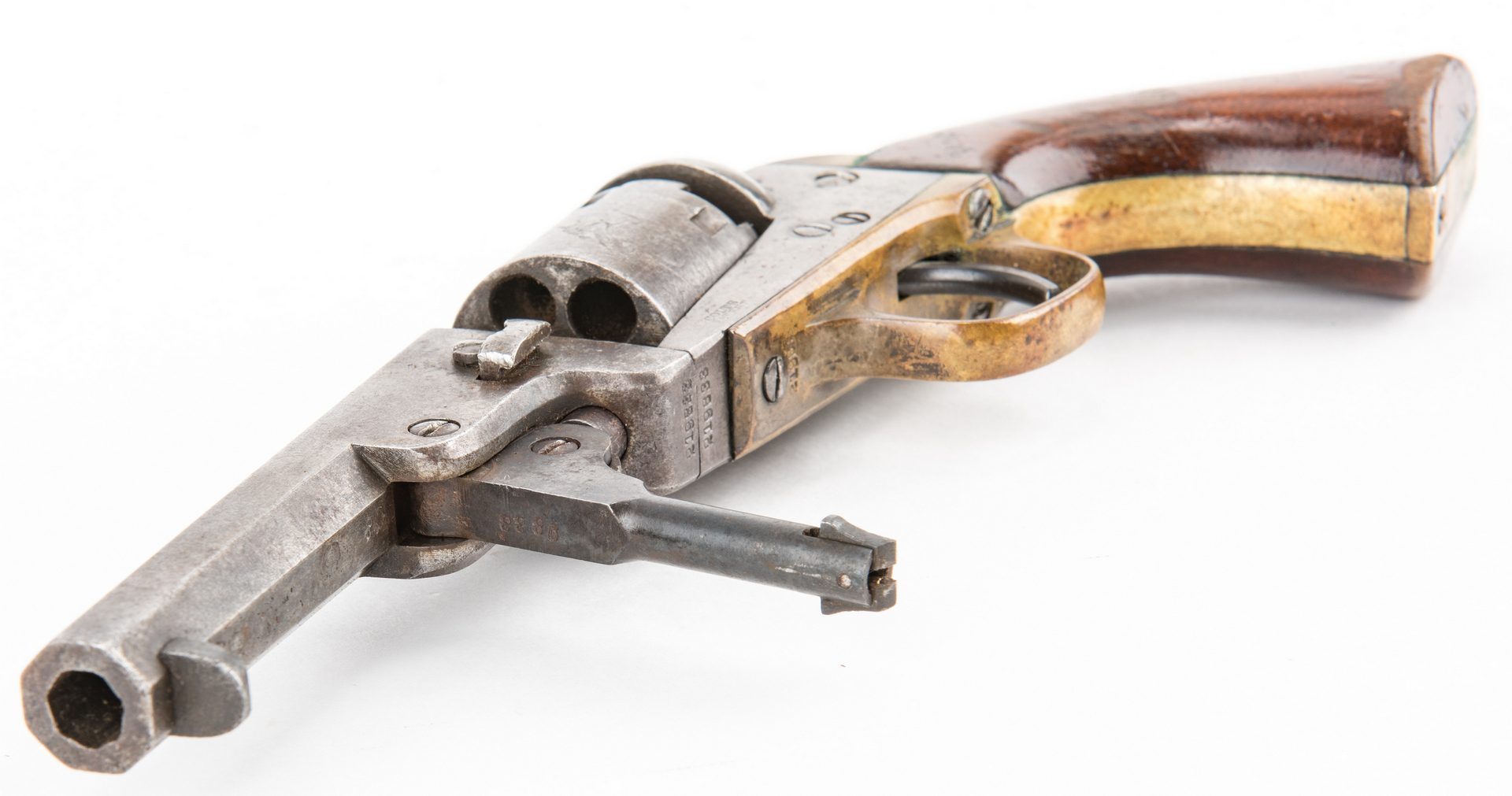 Lot 314: Civil War era Colt Model 1849 Pocket Revolver, .31 cal, and Holster