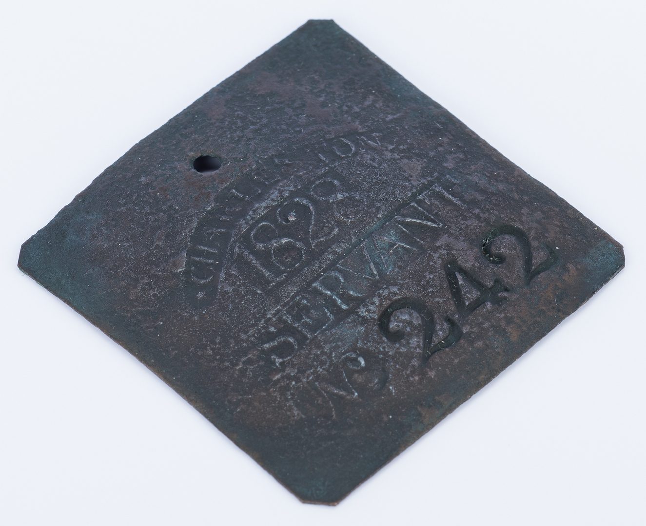 Lot 336: 1828 Charleston Lafar Servant Slave Hire Badge, Number 242