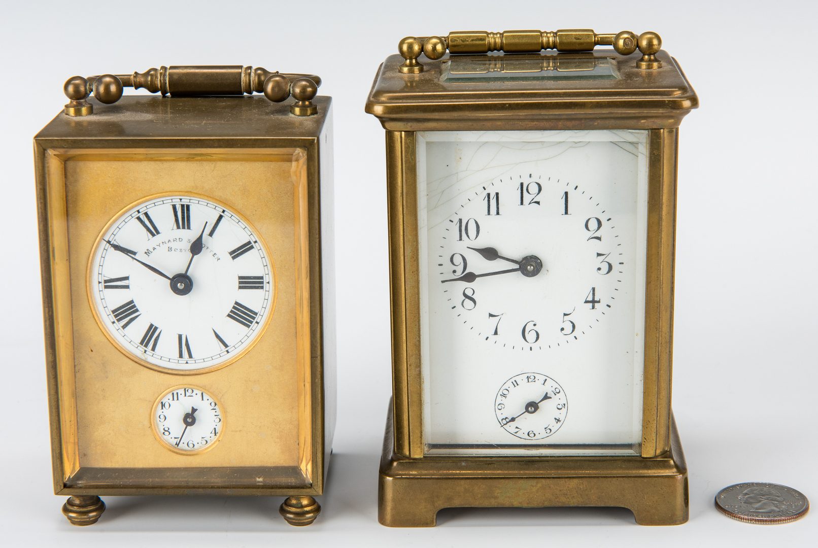 Lot 380: 2 Brass Carriage Clocks with Alarms