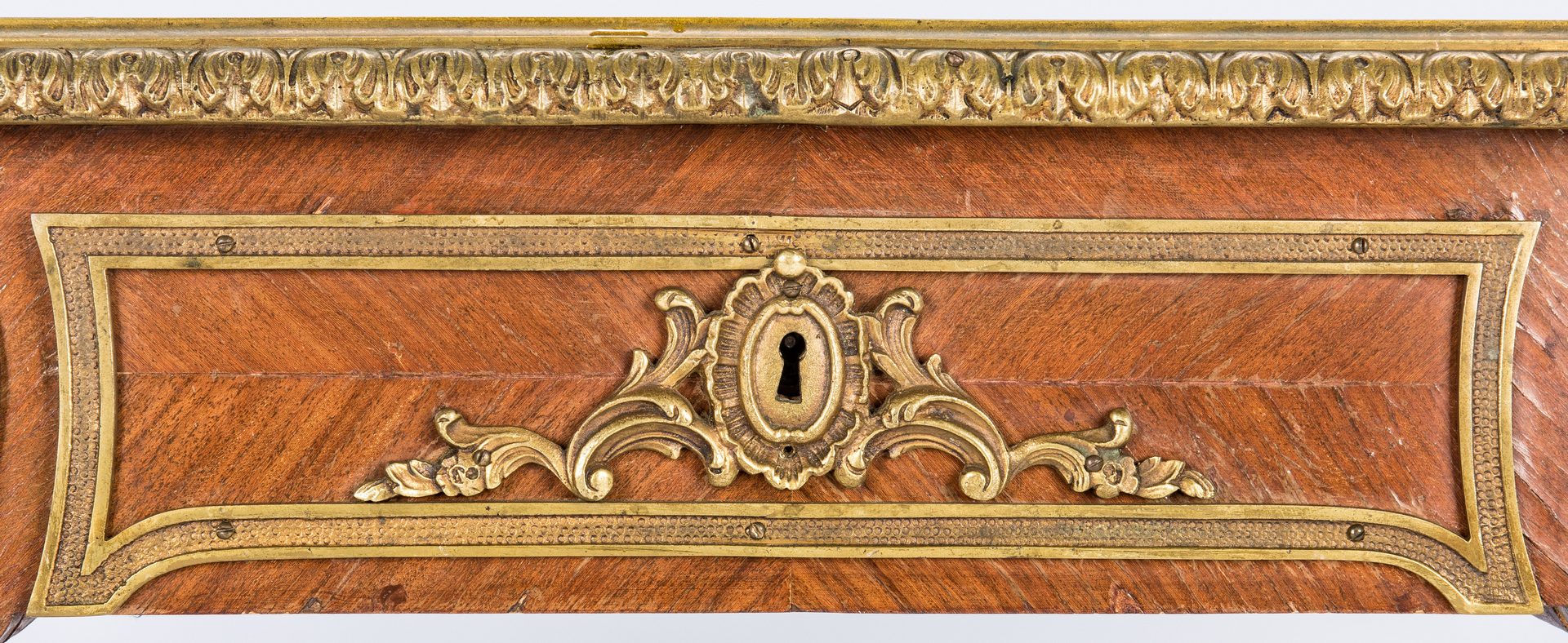 Lot 386: Louis XV Style Bureau Plat Desk w/ Bronze Mounts
