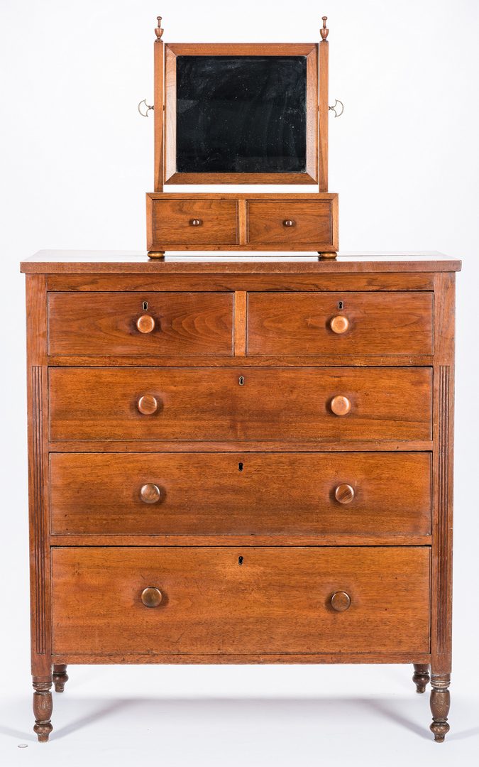 Lot 395: East TN Chest and Dressing Mirror, Wexler provenance