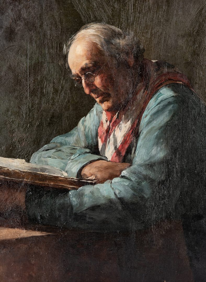 Lot 412: Paul E Harney Oil on Canvas Portrait of a Man