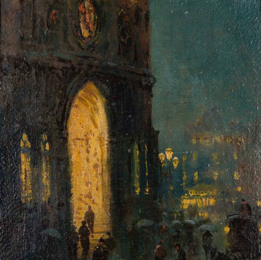 Lot 416: Arthur Diehl Oil on Panel, Cathedral at Night