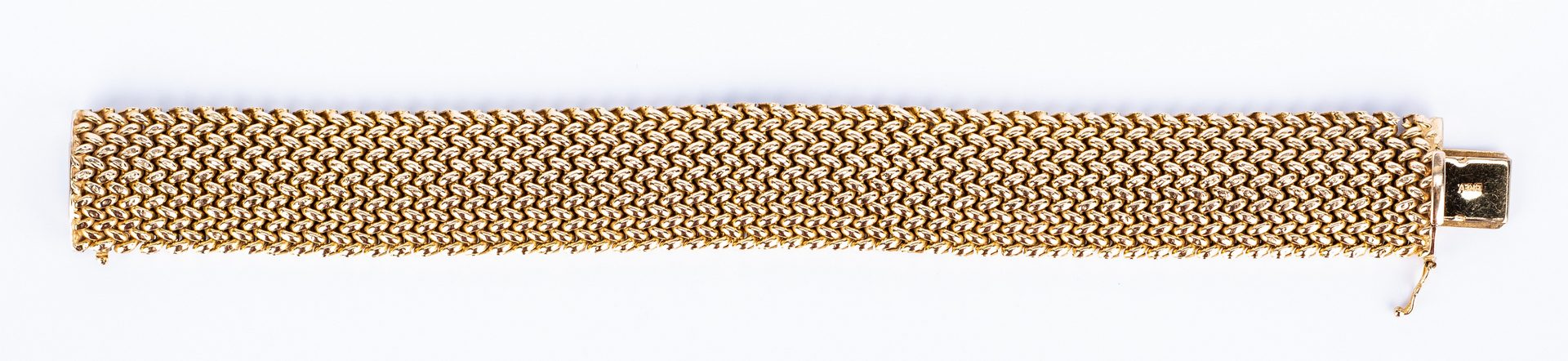 Lot 442: Italian 14K Wide Woven Bracelet, 38.5 grams