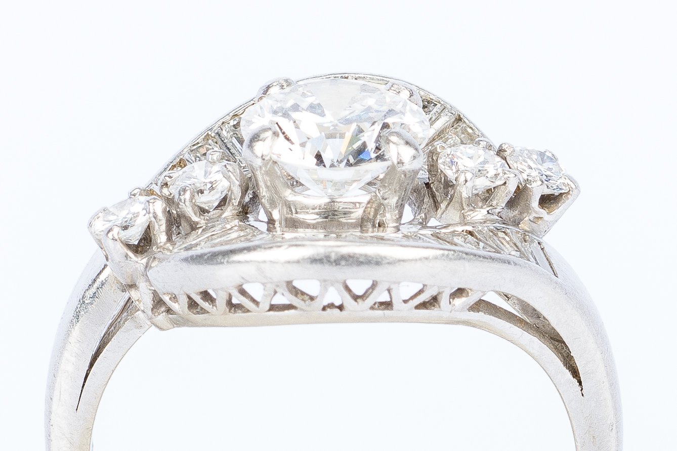 Lot 46: Art Deco Platinum Diamond Dinner Ring, circa 1940