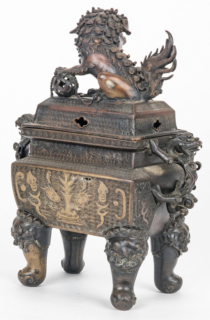 Lot 470: Large Chinese Bronze Foo Dog Censer