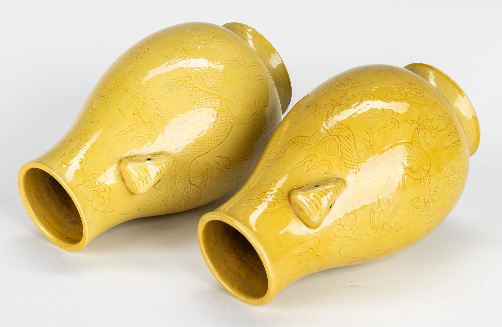 Lot 477: 2 Yellow Glaze Hu Fan Vases