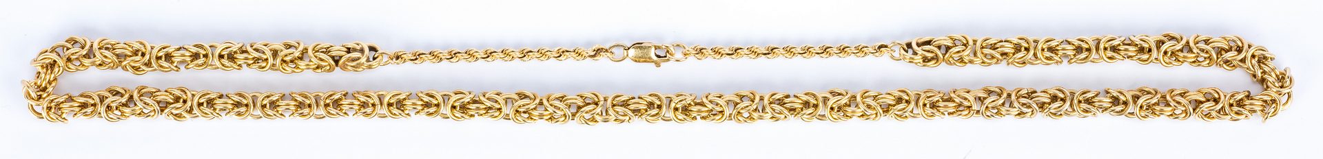 Lot 47: 14K Byzantine Link Necklace, 65.9 grams