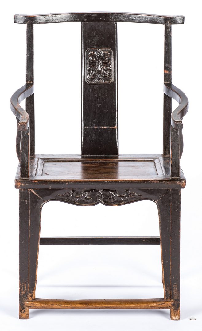 Lot 488: Chinese Carved Yoke Back Chair