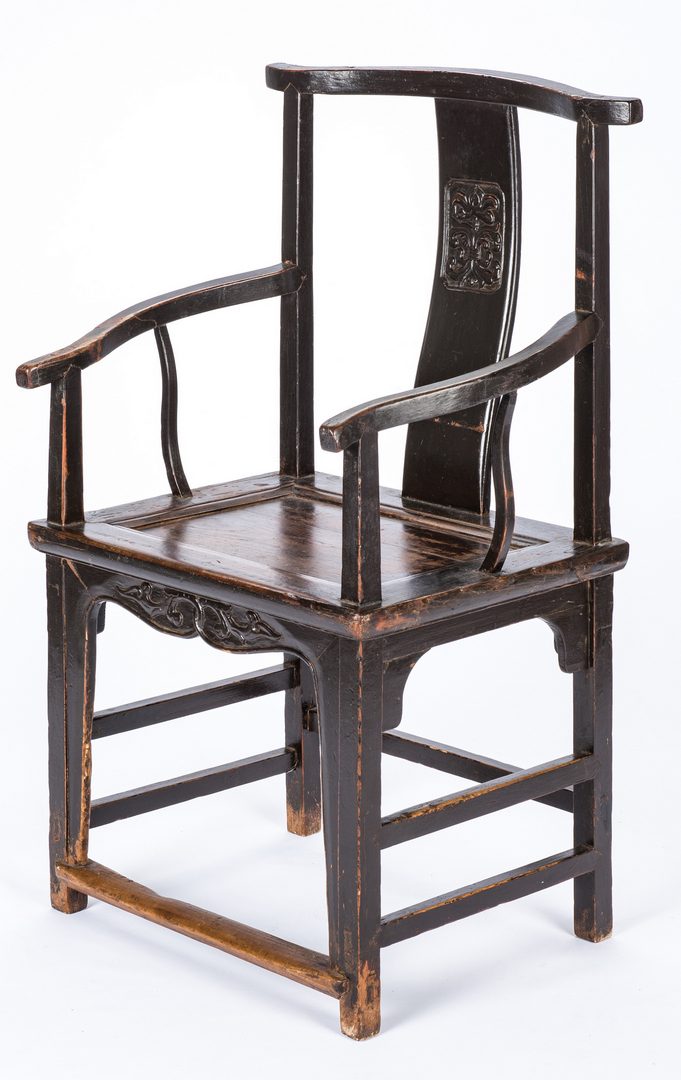 Lot 488: Chinese Carved Yoke Back Chair