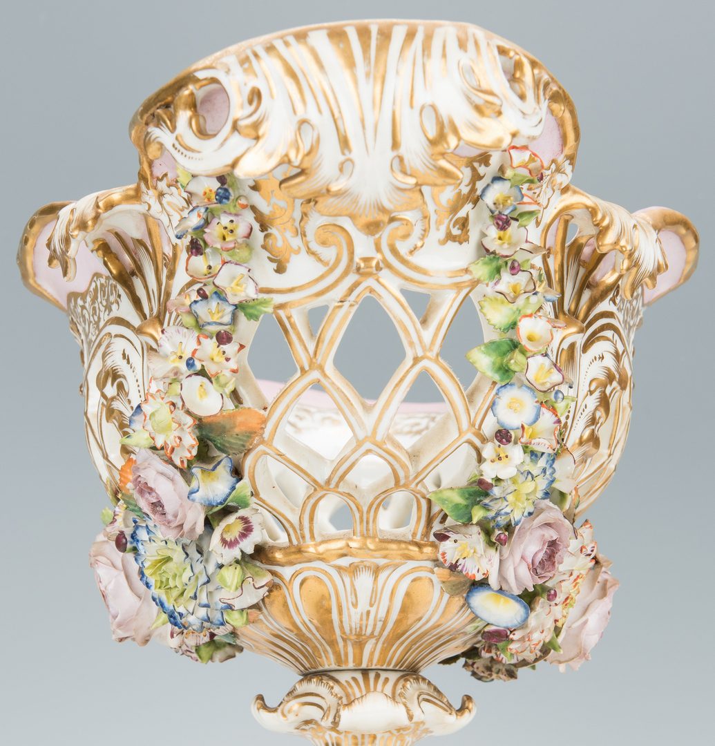 Lot 499: Floral encrusted Centerpiece, Dresden or Old Paris