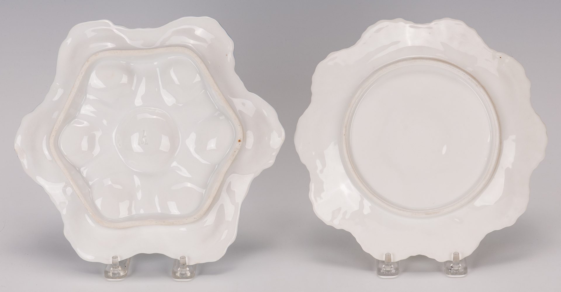 Lot 502: 10 Assorted Oyster Plates, late 19-early 20th c.