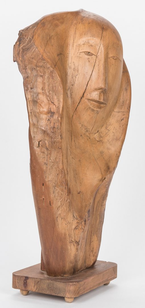 Lot 512: Olen Bryant Carved Wood Face Sculpture