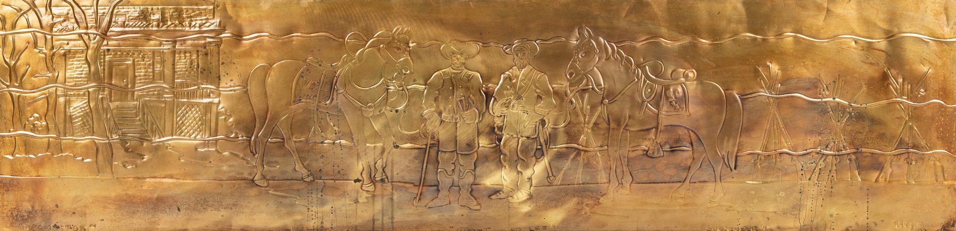 Lot 516: Greg Ridley Gilt Copper Panel, Appomattox Surrender