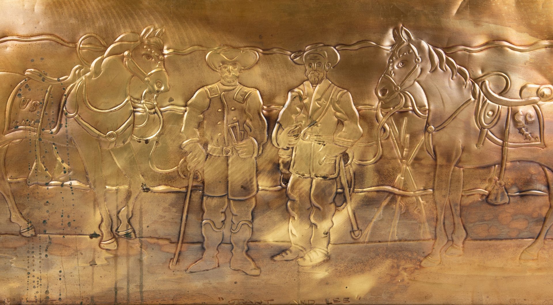 Lot 516: Greg Ridley Gilt Copper Panel, Appomattox Surrender
