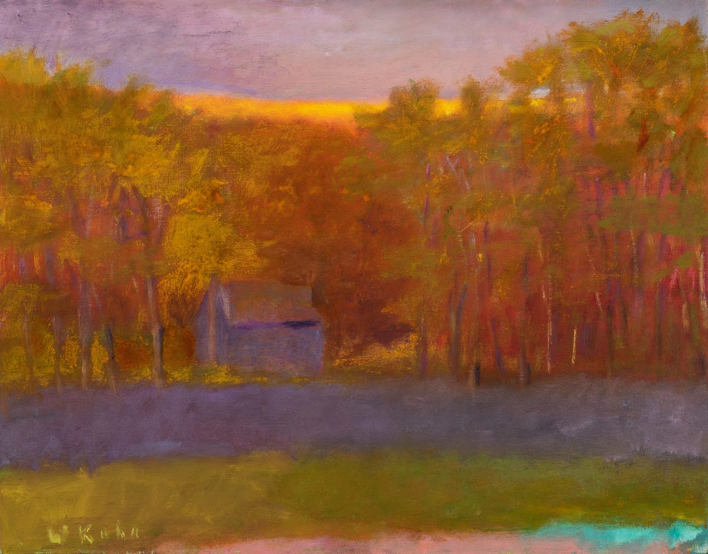 Lot 523: Wolf Kahn Oil on Canvas Landscape, Glow on the Ridge