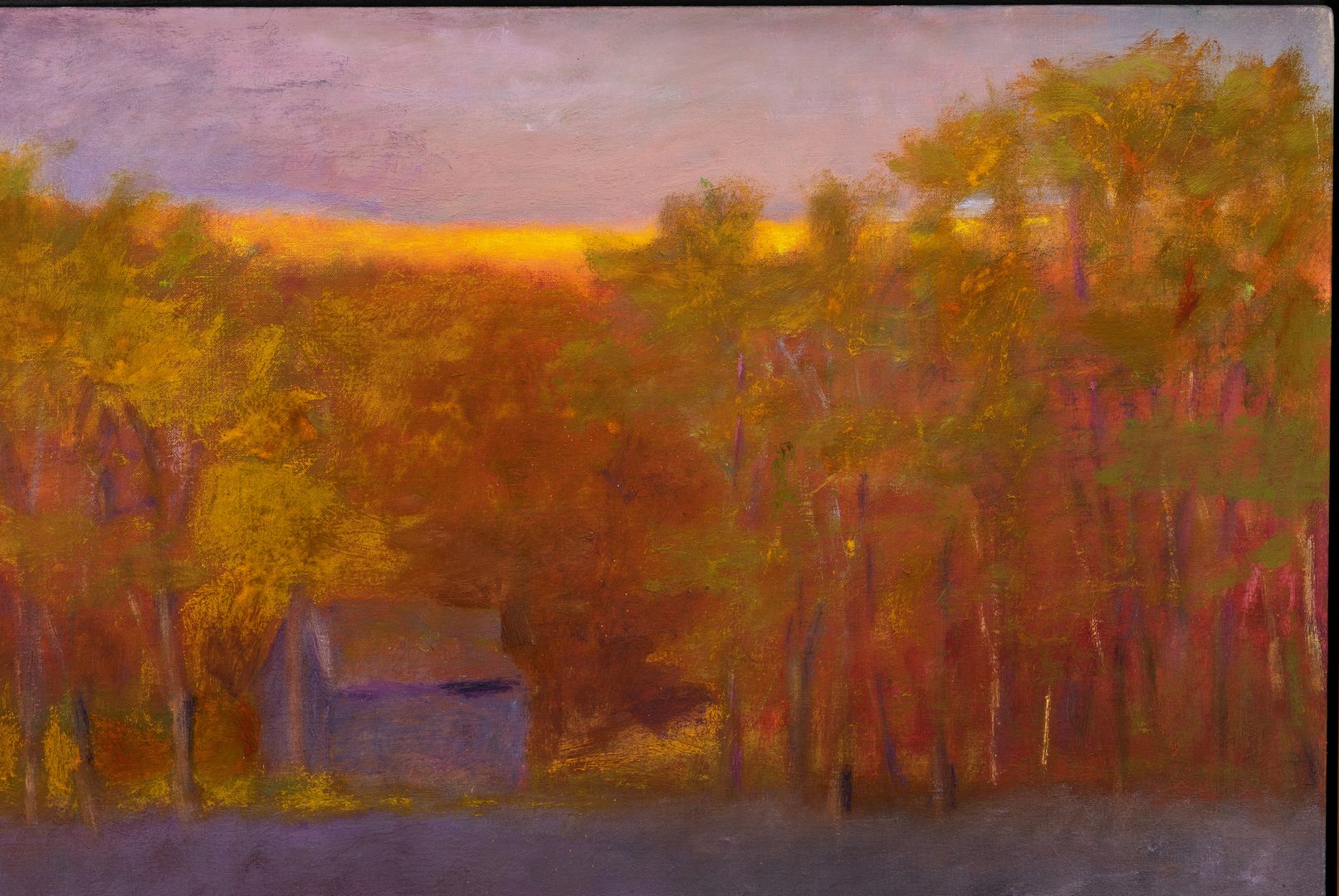 Lot 523: Wolf Kahn Oil on Canvas Landscape, Glow on the Ridge