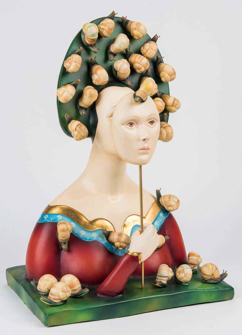 Lot 532: Sergio Bustamante Sculpture, Bust with Snails