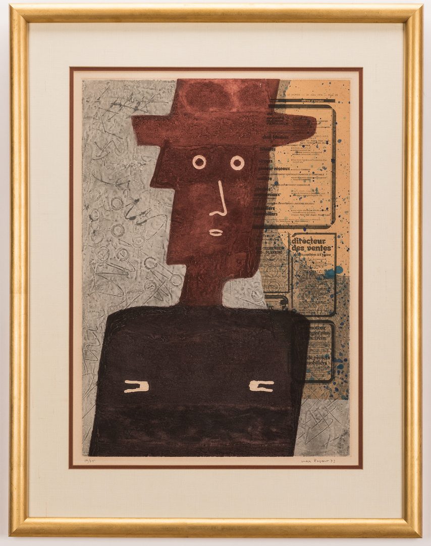 Lot 543: 2 Max Papart Etchings, Red Sun and L'Homme au Chap