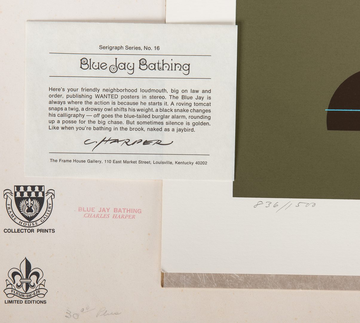 Lot 544: 4 Charley Harper Serigraphs, incl. Bear, Turtle, & Birds