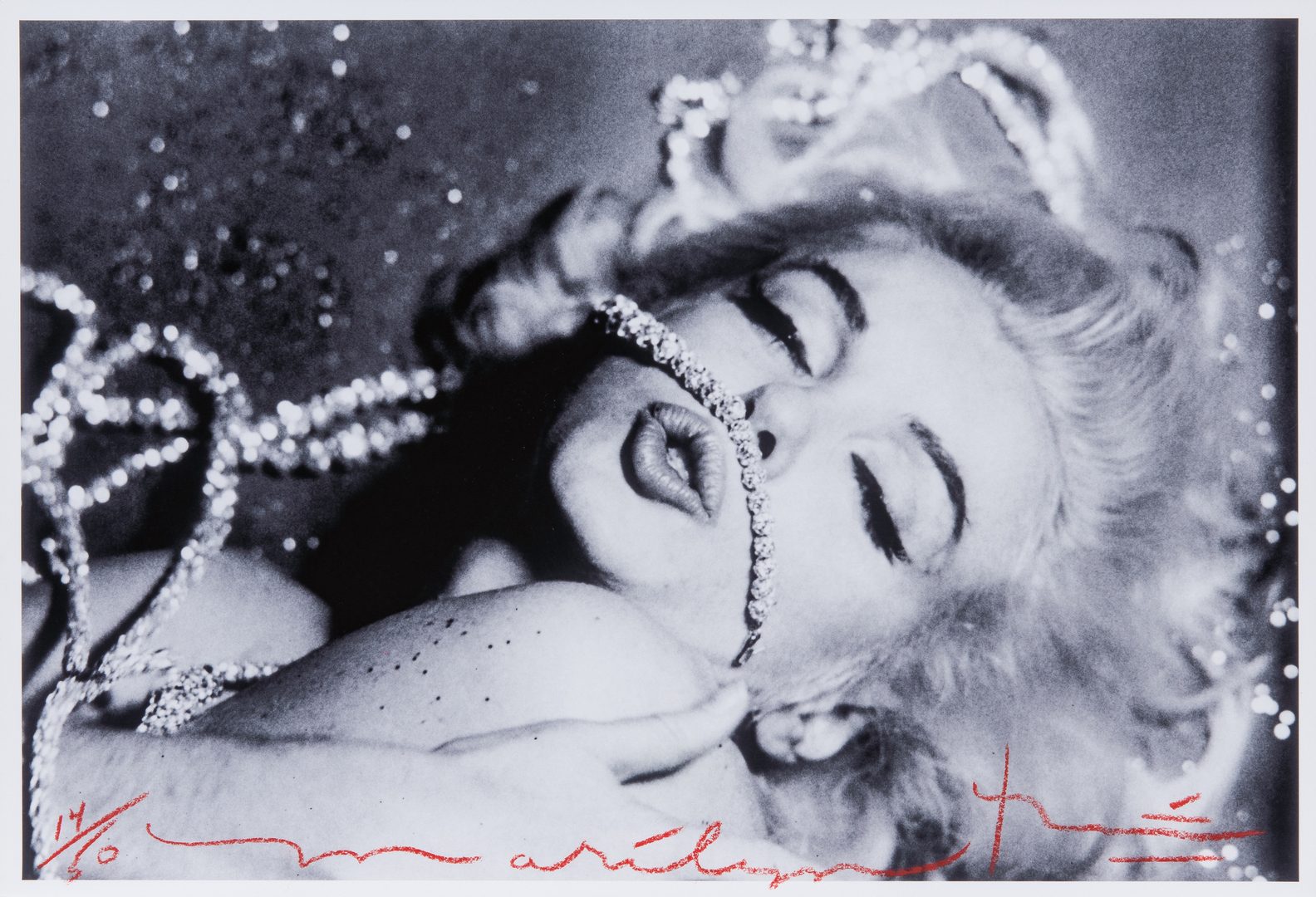 Lot 557: Bert Stern Marilyn Monroe Last Sitting Photograph, Kiss in Rhinestones