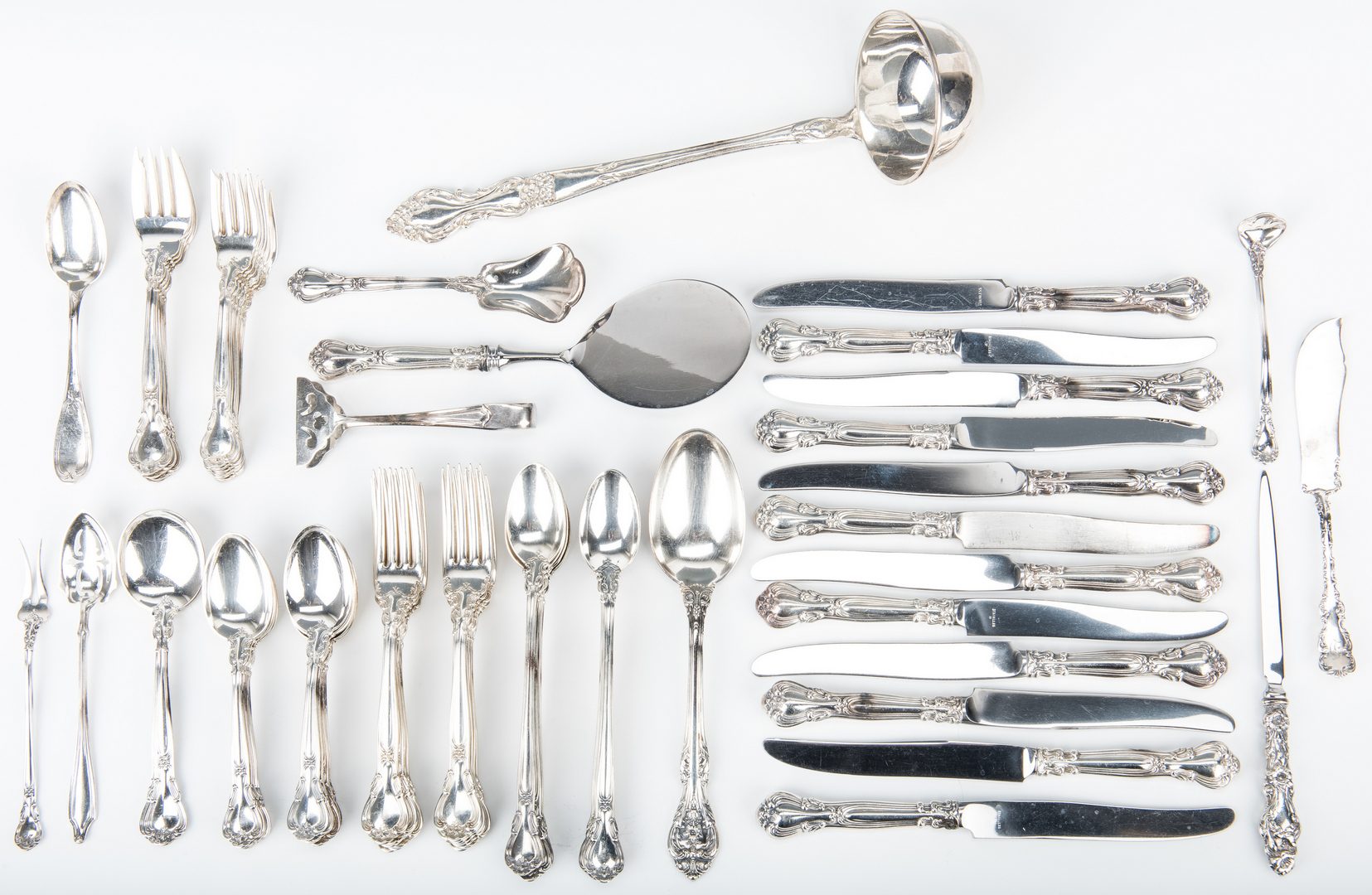 Lot 56: Gorham Chantilly Sterling Flatware & more, 74 items