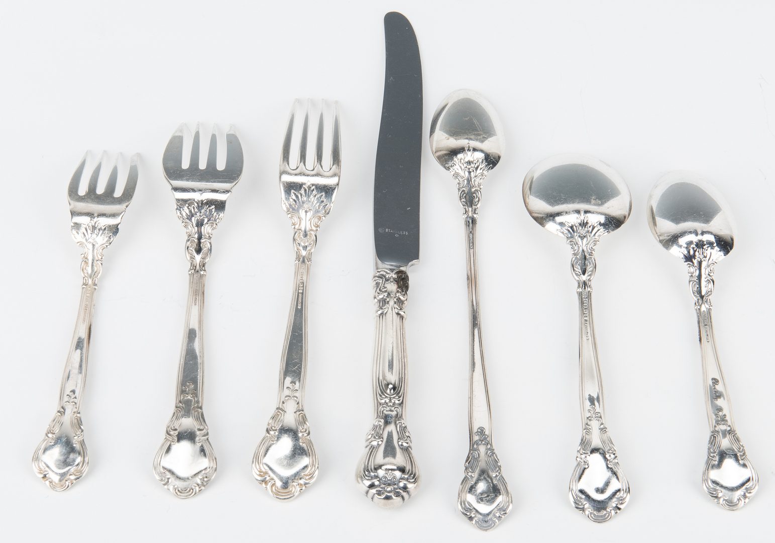 Lot 56: Gorham Chantilly Sterling Flatware & more, 74 items