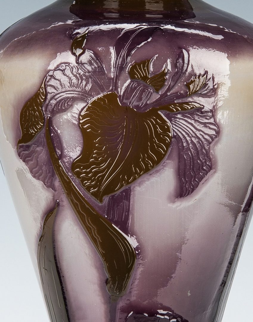 Lot 570: Art Glass Iris Vase, 17" H